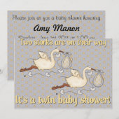 Er zijn tweelingen op weg naar baby shower kaart (Voorkant / Achterkant)