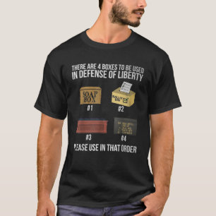 Er zijn vier dozen te gebruiken in de verdediging t-shirt