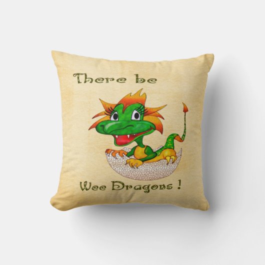 Er zijn Wee Dragons Nursery Childs DECOR Kussen (Voorkant)