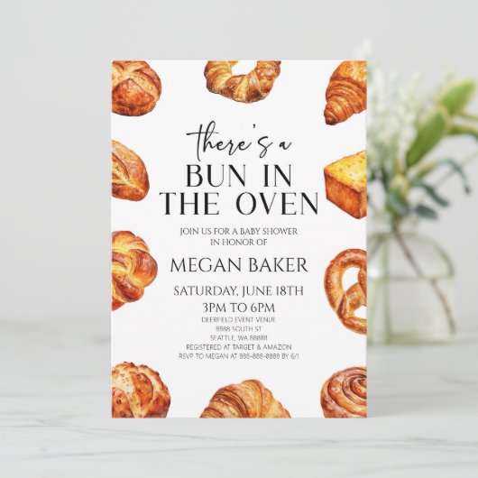Er zit een broodje in het ovenbrood Baby shower Kaart (Staand voorkant)