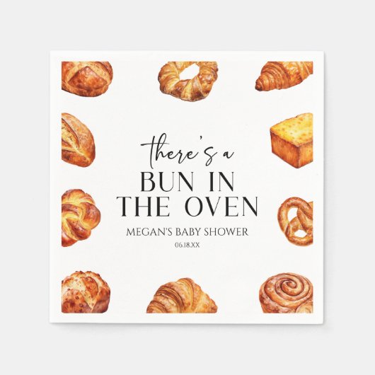 Er zit een broodje in het ovenbrood Baby shower Servet (Voorkant)