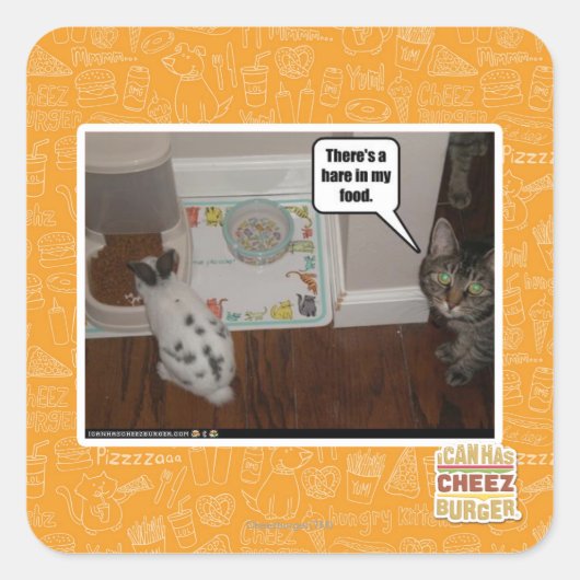 Er zit een haas in mijn eten. vierkante sticker (Voorkant)