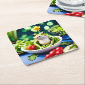 Er zit een kikker in mijn salade kartonnen onderzetters (Schuin)