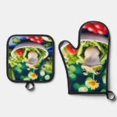 Er zit een kikker in mijn salade ovenwant & pannenlap set (Voorkant)