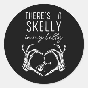 Er zit een skelly in mijn buik grappig Halloween z Ronde Sticker