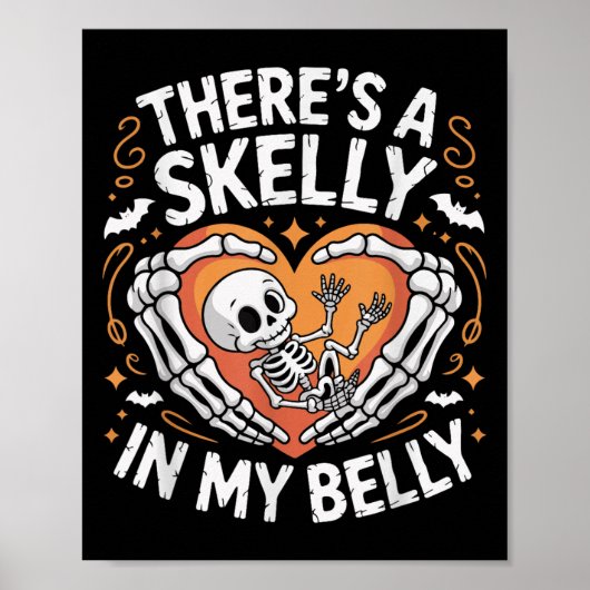 Er zit Skelly in mijn buik Skeleton Vrouwen Hallow Poster (Voorkant)