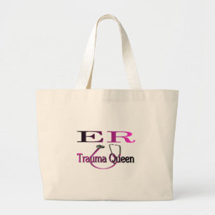 ER Zuster "Trauma Queen" Shirt/Gifts Grote Tote Bag
