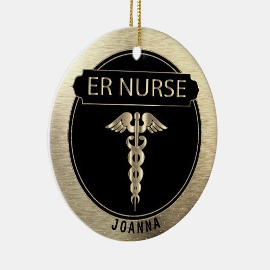 ER 👩 ⚕️ - zwart en goud Keramisch Ornament (Rechts)