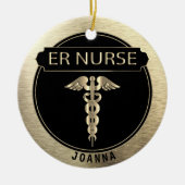 ER 👩 ⚕️ - zwart en goud Keramisch Ornament (Voorkant)
