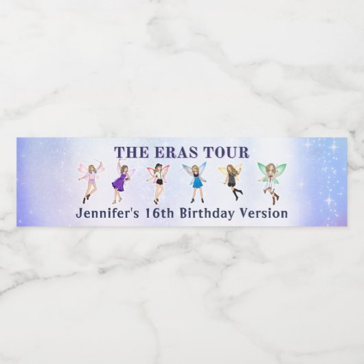 Eras Tour Verjaardagsfeest Waterfles Etiket (Enkel label)
