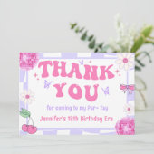 Eras verjaardagsfeestje bedankje bedankkaart (Staand voorkant)