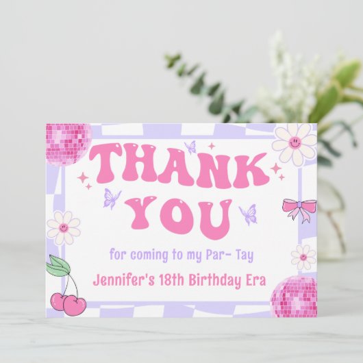 Eras verjaardagsfeestje bedankje bedankkaart (Staand voorkant)