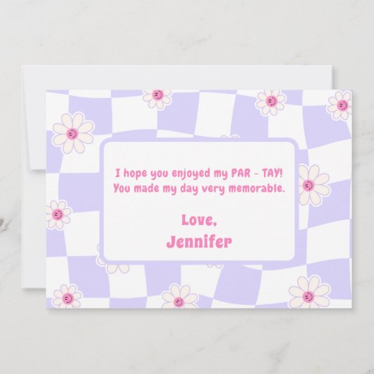 Eras verjaardagsfeestje bedankje bedankkaart (Achterkant)