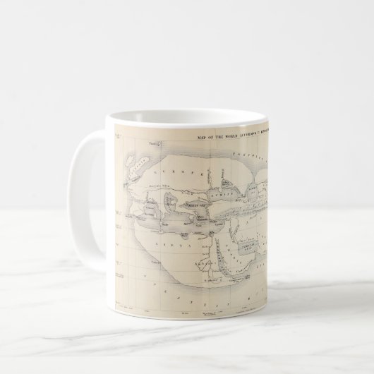 Eratosthenes' kaart van de bekende wereld koffiemok (Voorkant links)