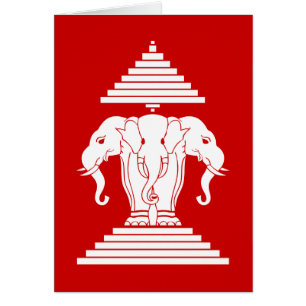 Erawan Drie leidde Olifant Lao/van Laos Vlag
