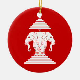 Erawan Drie leidde Olifant Lao/van Laos Vlag Keramisch Ornament
