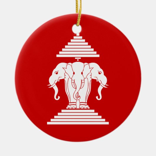Erawan Drie leidde Olifant Lao/van Laos Vlag Keramisch Ornament (Voorkant)
