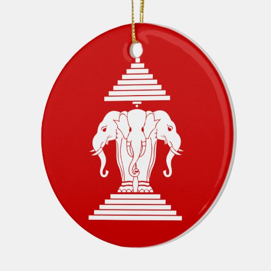 Erawan Drie leidde Olifant Lao/van Laos Vlag Keramisch Ornament (Links)