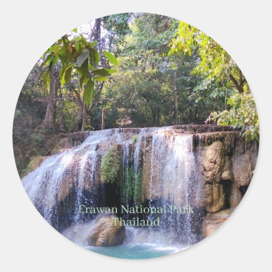 Erawan National Park, Thailand, Ronde Sticker (Voorkant)
