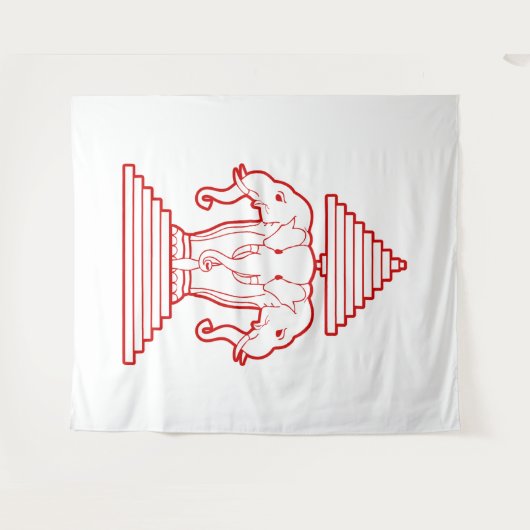 Erawan Three Headed Elephant Lao / Laos Flag Wandkleed (Voorkant (horizontaal))