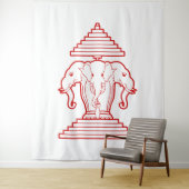 Erawan Three Headed Elephant Lao / Laos Flag Wandkleed (In situ)