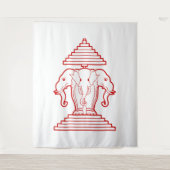 Erawan Three Headed Elephant Lao / Laos Flag Wandkleed (Voorkant)