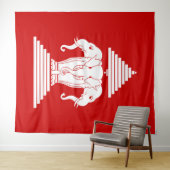 Erawan Three Headed Elephant Lao / Laos Flag Wandkleed (In Situ (horizontaal))