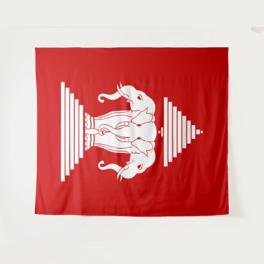 Erawan Three Headed Elephant Lao / Laos Flag Wandkleed (Voorkant (horizontaal))