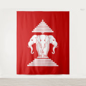 Erawan Three Headed Elephant Lao / Laos Flag Wandkleed (Voorkant)