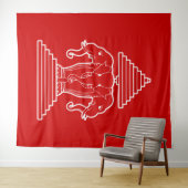 Erawan Three Headed Elephant Lao / Laos Flag Wandkleed (In Situ (horizontaal))