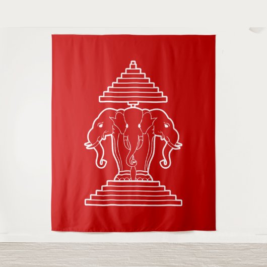 Erawan Three Headed Elephant Lao / Laos Flag Wandkleed (Voorkant)