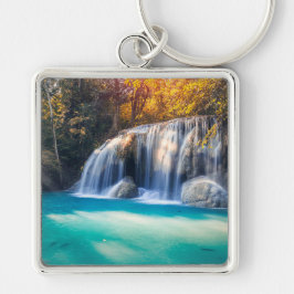 Erawan Waterfall in de provincie Kanjanaburi Thail Sleutelhanger