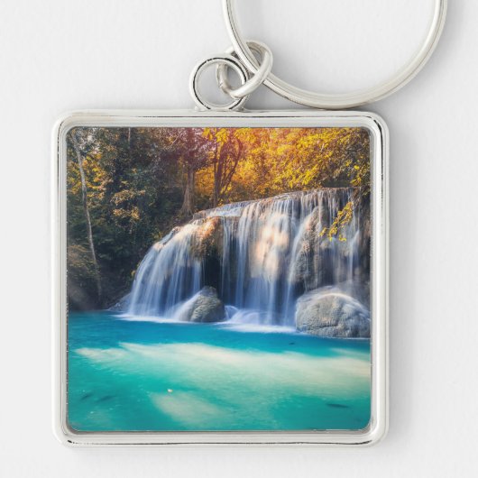 Erawan Waterfall in de provincie Kanjanaburi Thail Sleutelhanger (Voorkant)