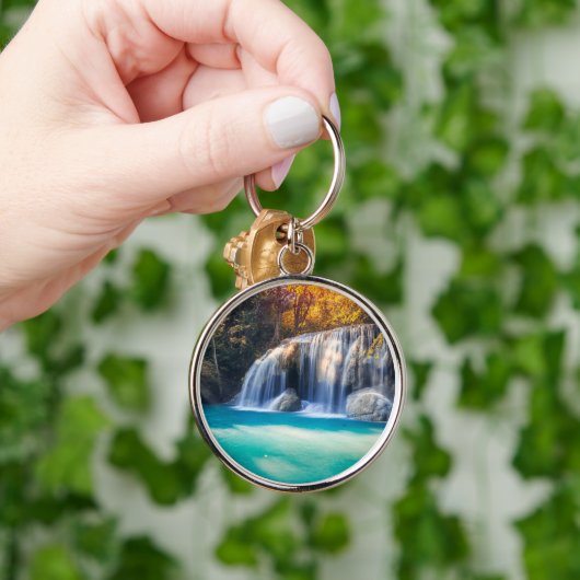 Erawan Waterfall in de provincie Kanjanaburi Thail Sleutelhanger (Hand)