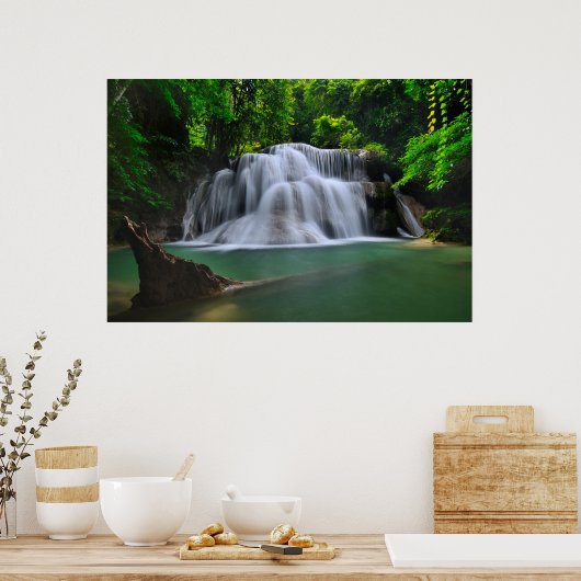 Erawan Waterfall | Kanchanaburi, Thailand Poster (Keuken)