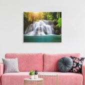 Erawan Waterfall | Kanjanaburi Thailand Canvas Afdruk (Insitu (Woonkamer))