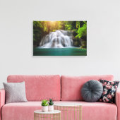Erawan Waterfall | Kanjanaburi Thailand Canvas Afdruk (Insitu (Woonkamer))