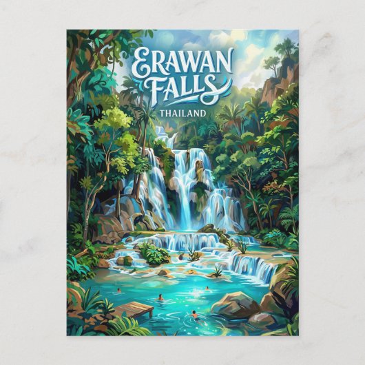 Erawan-watervallen Thailand Briefkaart (Voorkant)