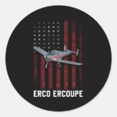 Erco Ercoupe-vliegtuig Ronde Sticker (Voorkant)