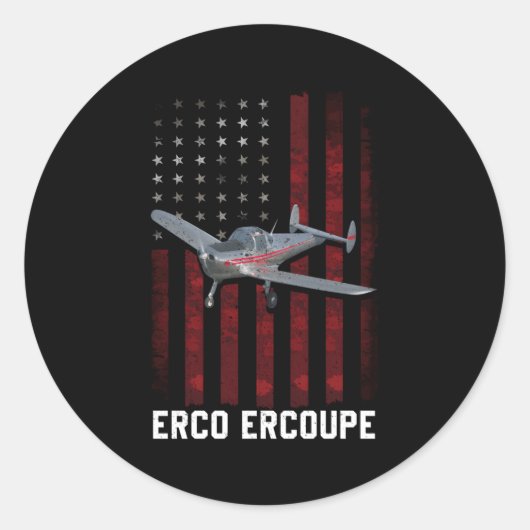 Erco Ercoupe-vliegtuig Ronde Sticker (Voorkant)