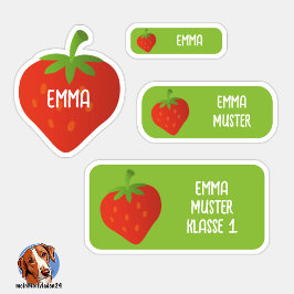 Erdbeere Namensaufkleber – 24er Set Sticker