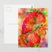 Erdbeeren in Aquarell. Gemalte Früchte. Briefkaart (Voorkant / Achterkant)