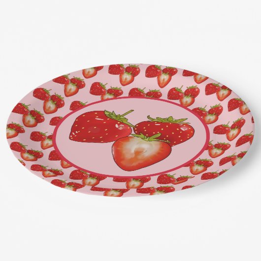 Erdbeeren  papieren bordje (Gekanteld)