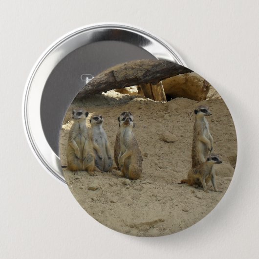 Erdmännchen Familie Ronde Button 4,0 Cm (Voorkant /achterkant)