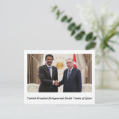 Erdogan en Sheikh Tamim in Doha. Briefkaart (Staand voorkant)