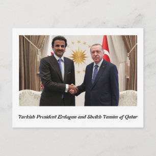 Erdogan en Sheikh Tamim in Doha. Briefkaart