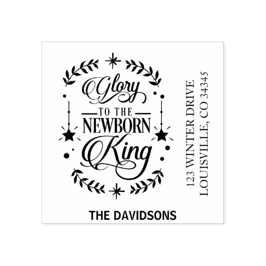 Ere aan de pasgeboren Koning Kerst Typografie Rubberstempel (Afrduk)