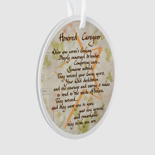 Ere erkende verzorger acryl ornament (voorkant)