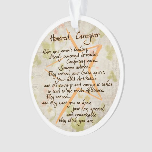 Ere erkende verzorger acryl ornament (voorkant)