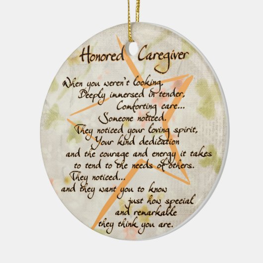 Ere erkentelijkheid keramiek ornament voor verzorg (Links)